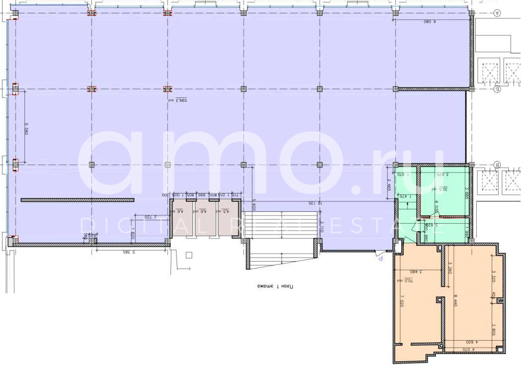 Планировка офиса 740 м², 1 этаж, Бизнес-центр «Премьер Плаза»