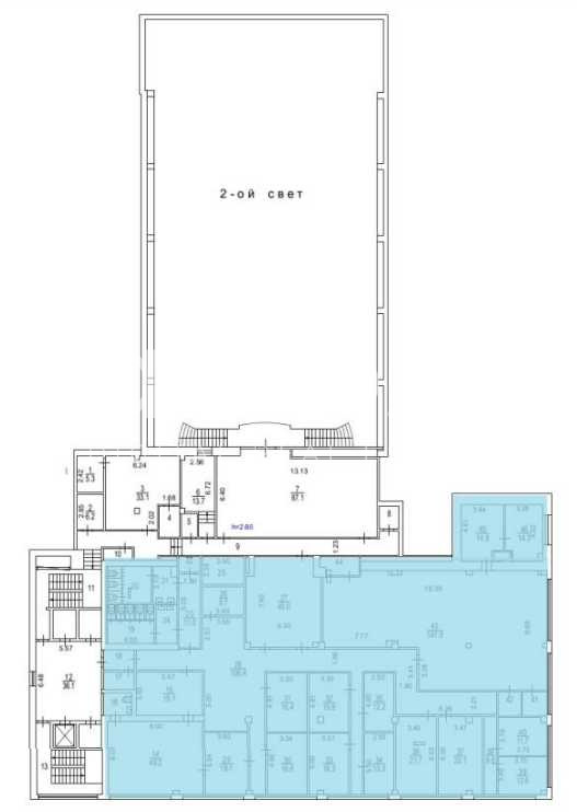 Планировка офиса 672 м², 3 этаж, Бизнес-центр «Премьер Плаза»